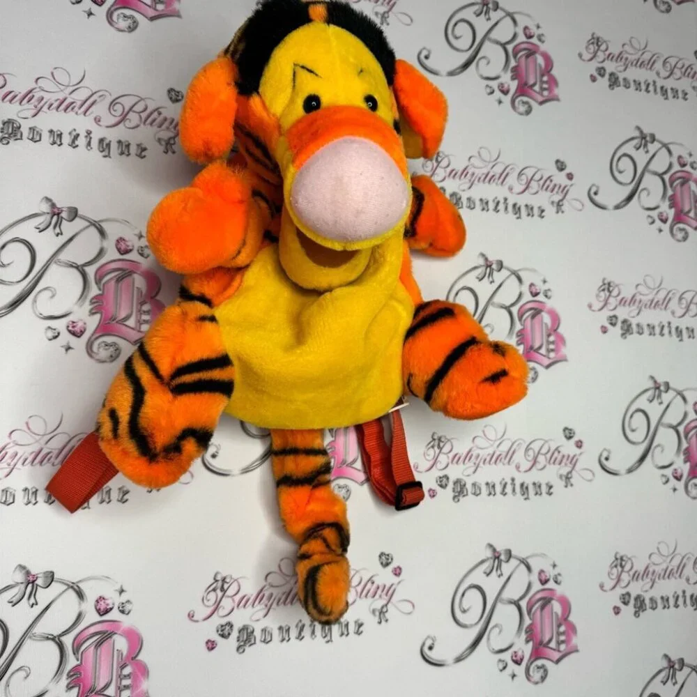 Disney tiger backpack Orange and Black Plush Toy backpack vintage zip up